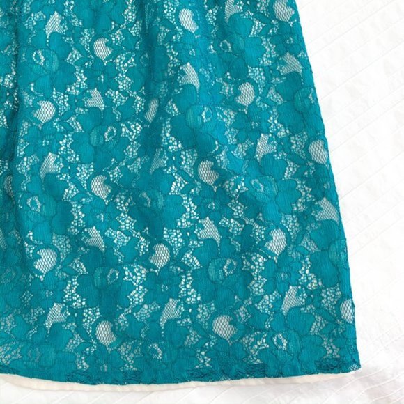 French Connection Teal Lace Long Sleeve Dress - Picture 6 of 14